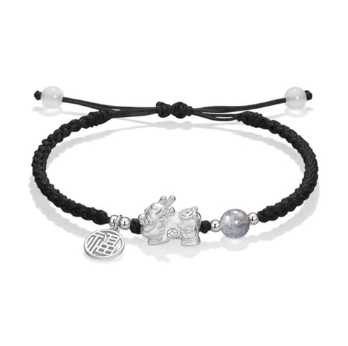 GeRRiT Handgefertigte geflochtene Halskette, Kristall-Halskette, Paar-Anhänger, Armband, Glückskarten-Perlenarmband (Material : Women'sluckybraceletBlack) von GeRRiT