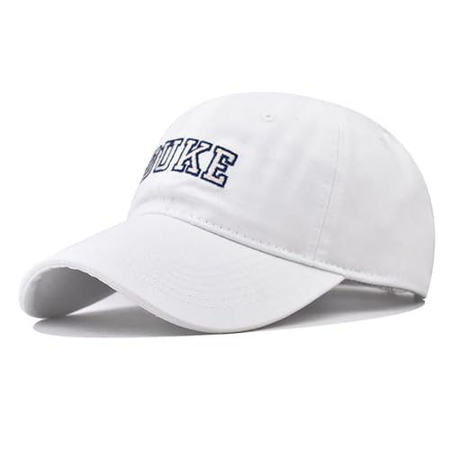 GeRRiT Herren Baseball Caps Duke Stickerei Fashion Trend Klassische Baumwolle Outdoor Cap Unisex Baseball Caps Geschenke für Männer Frauen (Baumwolle, Weiß), Groß von GeRRiT