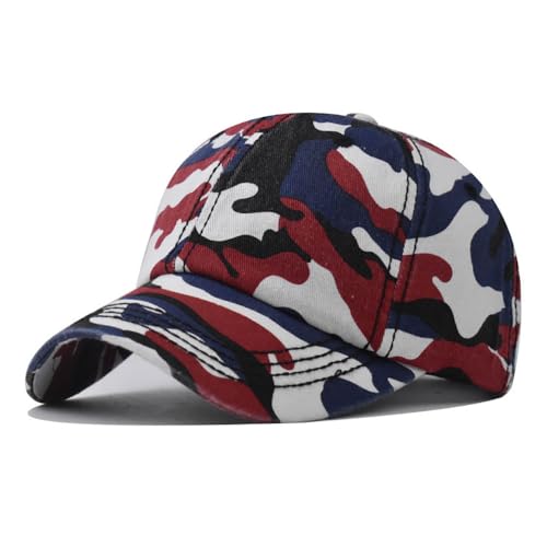 GeRRiT Klassische Herren Baseball Cap Camouflage Cap Fashion Trend Neutral Outdoor Cap Sportkappe, Rot/Camouflage, 58 von GeRRiT