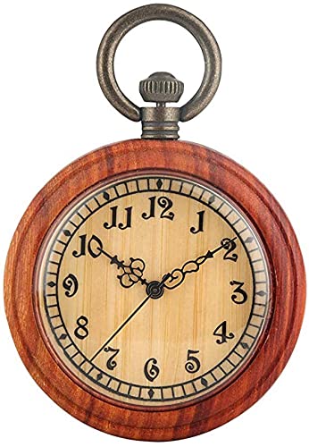 GeRRiT Klassische Taschenuhr aus Holz für Damen, große Taschenuhren mit hellbraunem Zifferblatt für Damen, praktische abnehmbare Uhr mit Raukettenanhänger für Damen von GeRRiT