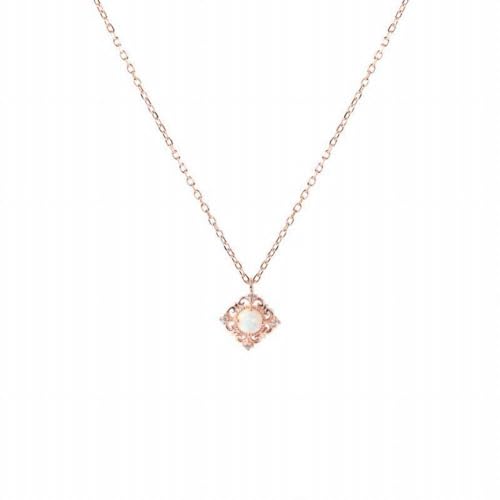 GeRRiT Leichter Schmuck Natürlicher Opal Stein Anhänger 925 Reines Silber Vergoldete Halskette Exquisite Hohle Blume Silber Schmuck, Roségold von GeRRiT