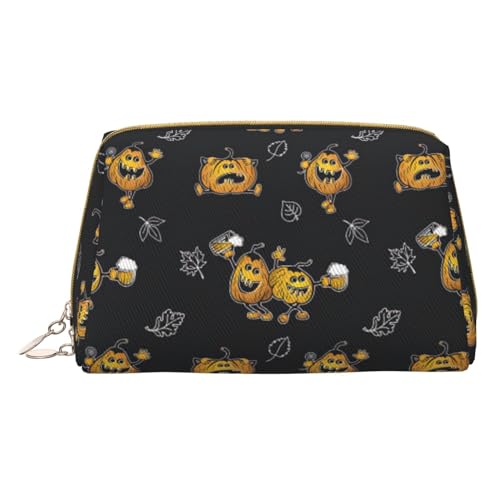 GeRRiT Lustige Halloween-Dekoration, Hexen-Druck, Leder, Reise-Kosmetik-Organizer, Reißverschlusstasche, multifunktionale Aufbewahrungs-Kosmetiktasche, Lustige Halloween-Dekoration, Hexe, von GeRRiT