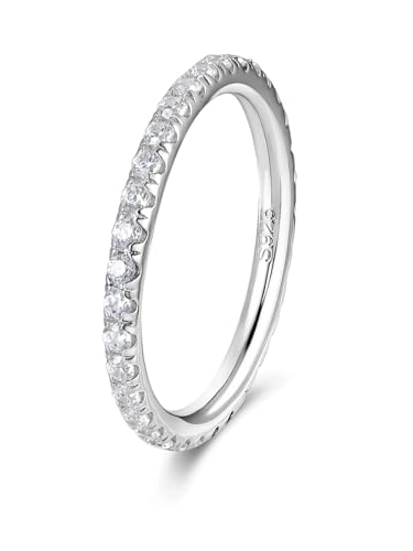 GeRRiT Modischer dünner Ring for Damen, Moissanit, 18 Karat Gold, S925-Sterlingsilber, Diamant-Ehering (Color : Silver (Color)_6.5) von GeRRiT