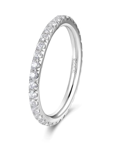 GeRRiT Modischer dünner Ring for Damen, Moissanit, 18 Karat Gold, S925-Sterlingsilber, Diamant-Ehering (Color : Silver (color)_10) von GeRRiT