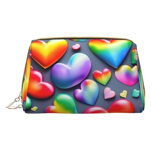 GeRRiT Reise-Kosmetik-Organizer, Reißverschluss, multifunktionale Aufbewahrungs-Kosmetiktasche, Regenbogenfarben, Liebesherzen, Einheitsgröße, Regenbogenfarbene Herzen, Einheitsgröße von GeRRiT
