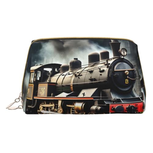 GeRRiT Reise-Kosmetik-Organizer mit Dampflokomotiven-Zug-Druck, Reißverschluss, multifunktionale Aufbewahrungs-Kosmetiktasche, Dampflokomotive Zug, Einheitsgröße von GeRRiT