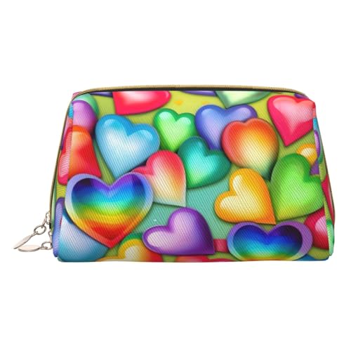 GeRRiT Reise-Kosmetik-Organizer mit Regenbogen-Herzen, Reißverschluss, multifunktionale Aufbewahrungs-Kosmetiktasche, Regenbogen-Herzen, Einheitsgröße von GeRRiT