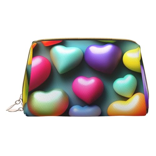 GeRRiT Reise-Kosmetik-Organizer mit buntem Regenbogen-Herz-Aufdruck, Reißverschluss, multifunktionale Aufbewahrungs-Kosmetiktasche, bunte Regenbogenherzen, Einheitsgröße, Bunte Regenbogen-Herzen, von GeRRiT