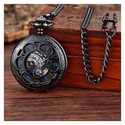 GeRRiT Retro Blume Hohl Skelett Automatische Mechanische Taschenuhr Herren Kette Stahl Exquisite Skulptur Frauen Römische Ziffern von GeRRiT