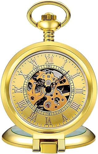 GeRRiT Retro Goldene Hohle Skelett Mechanische Taschenuhr Herren Kette Stahl Exquisite Skulptur Frauen Tasche von GeRRiT