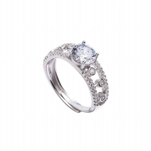 GeRRiT S925 Ganzkörper Reiner Silber Ring Exquisite Funkelnde Diamant Einzelring Kann Als Ehering mit Funkelndem Push Pull Design Verwendet, Ring von GeRRiT