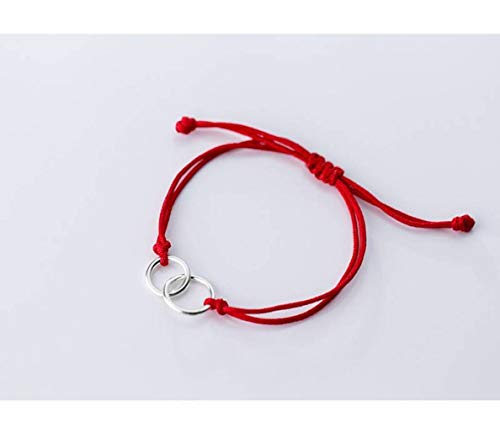 GeRRiT S925 Silber Armband Damen Japanische und Koreanische Mode Mode Persönlichkeit Stil Ring Interlocking Armband Schmuck Red Thread, Roter Faden, 925 Silber von GeRRiT