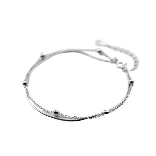 GeRRiT S925 Silber Armband Koreanische Doppelschicht Licht Perlenarmband Eleganz Kleine Bohne Schlange Knochen Kette Handstück, S925 Silber Armband von GeRRiT