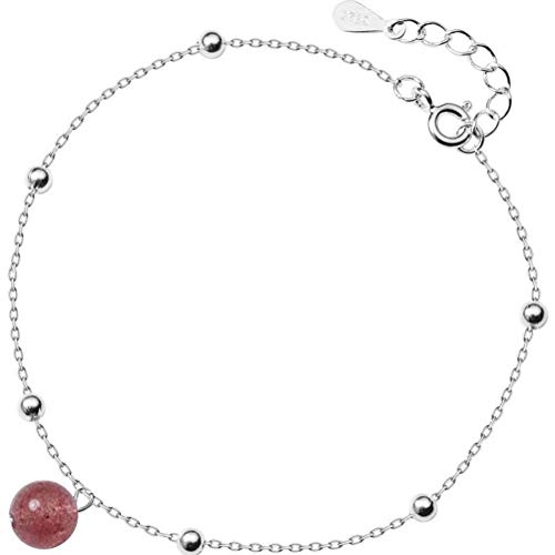 GeRRiT S925 Silber Armband Qualitäten Süße Erdbeer Kristall Licht Perlenarmband Einfache Kurze Schmuck Armbänder Schmuck S925 Silber Armband, Armband von GeRRiT