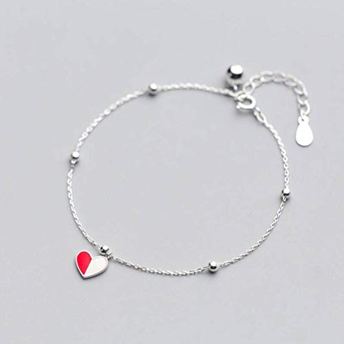 GeRRiT S925 Silber Armband Weibliche Koreanische Kunst Stil Nähte Liebe Armband Niedlichen Eis Herzförmigen Schmuckrot, Rot von GeRRiT
