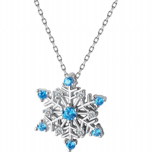 GeRRiT S925 Silber Blume Halskette Frische Blaue Diamant Romantische Schneeflocke Süße Kurze Kragen Kette, Silber von GeRRiT