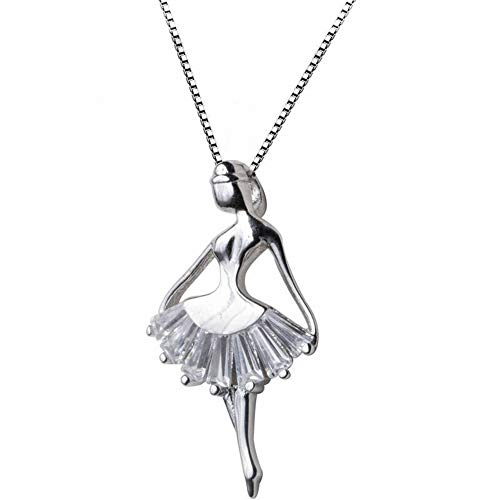 GeRRiT S925 Silber Halskette Anhänger Sweet Diamond Ballet Tänzer Prinzessin Mädchen Kragen Kette, S925 Silber von GeRRiT