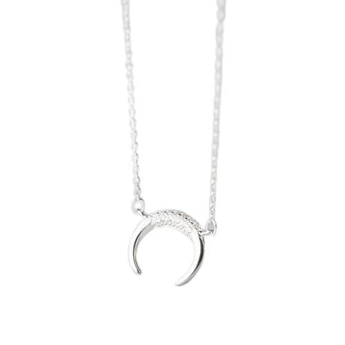 GeRRiT S925 Silber Halskette Anhänger Weiblichen Diamant Mond Anhänger Temperament Niedliche Schlüsselbein Kette, S925 silver necklace, 925 silver von GeRRiT