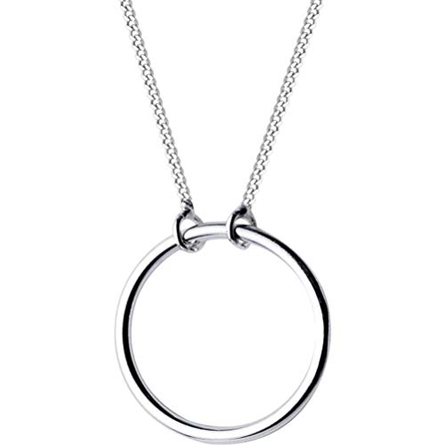 GeRRiT S925 Silber Halskette Damen Mode Persönlichkeitsring Koreanischer Wald Stil Kurzer Kragen Kette Halskette Geometrie Schmuck S925 Silber Mantel Strand, Mantelstrang von GeRRiT