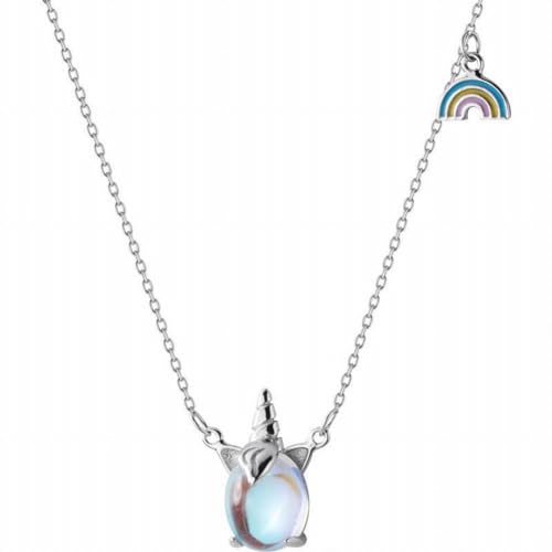 GeRRiT S925 Silber Halskette Mode Regenbogen Einhorn Halskette Süße und Elegante Clawbone Kette, S925 Silber Halskette von GeRRiT