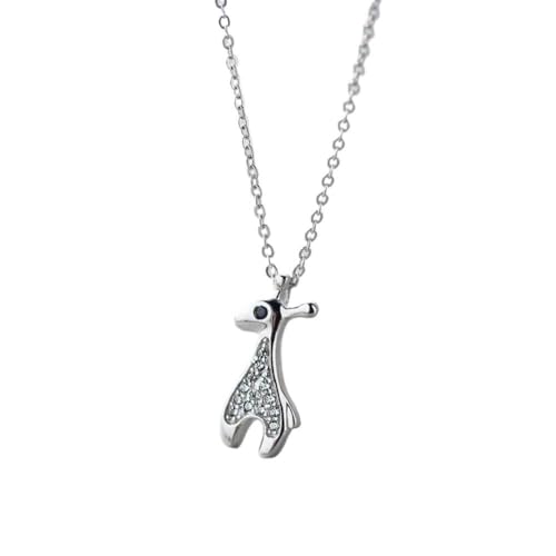 GeRRiT S925 Silber Halskette Modische und Nette Giraffe Halskette mit Diamant Kleintier Halskette, S925 Silber Halskette von GeRRiT