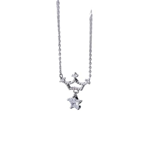 GeRRiT S925 Silber Halskette Volle Diamant Krone Anhänger Halskette Personalisierte Sweet Zirkon Stern Kragen Kette, Halskette von GeRRiT