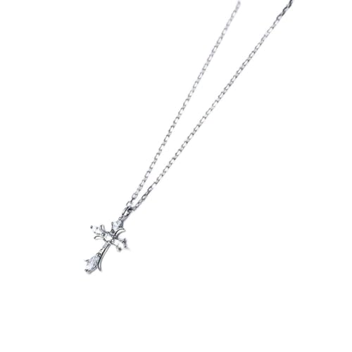GeRRiT S925 Silber Halskette mit Einfachen Diamant Kreuz Halskette Personalisierte Geometrie Kurze Schlüsselbeinkette, S925 Silber Halskette von GeRRiT