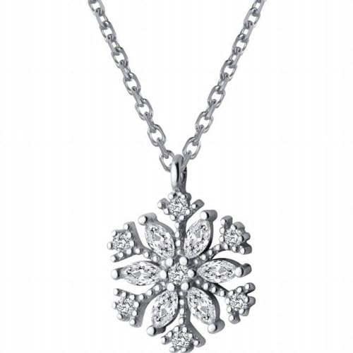 GeRRiT S925 Silber Halskette mit Frischen Diamanten und Schneeflocke Halskette, Personalisiert und Süß, Weniger Schlüsselbein Kette, S925 Silber Halskette von GeRRiT