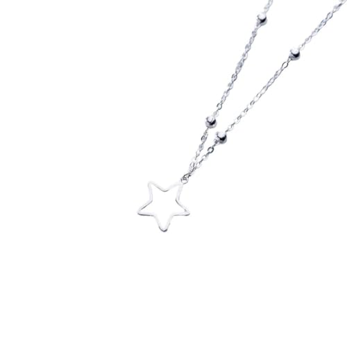 GeRRiT S925 Silber Mond Halskette Hohler Stern Kurzer Kragen Kette Sweet Star Mond Halskette Anhänger, Sternenstil von GeRRiT