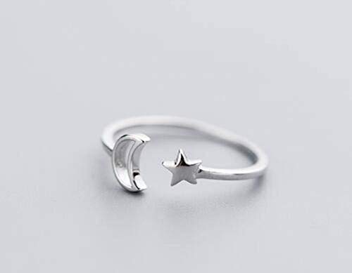 GeRRiT S925 Silber Ring Weibliche Koreanische Art Art Moonstar Offener Ring Netter Crescent Bay Single Ring Silber, Silber, einstellbar von GeRRiT