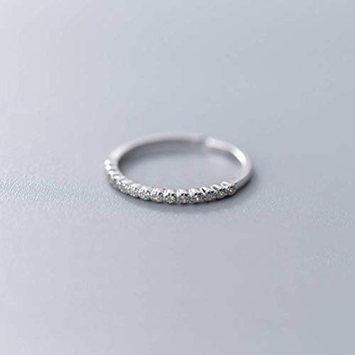 GeRRiT S925 Silber Ringe Japanische und Koreanische Stil Damenmode Single Row Diamant Ring Kleiner Diamant Ring mit Zeigefinger Schmuck S925 Silber Ring, S925 Silber, Öffnungssatz von GeRRiT