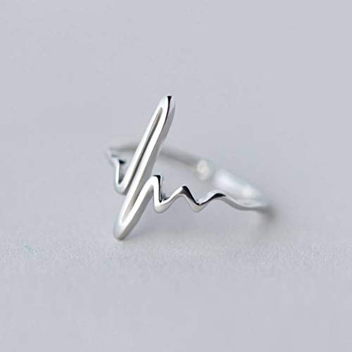 GeRRiT S925 Silberring Damen im Koreanischen Stil Personalisierte Ring Literarische Ekg Wellen Herzring Schmucks925 Silberring von GeRRiT