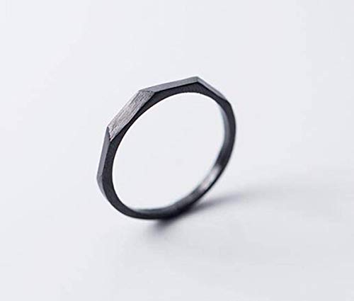 GeRRiT S925 Silberring Weiblich Koreanische Mode Mode Facettiert Mattiert Ring Temperament Persönlichkeit Offener Ring Weiblich Silber, Schwarz, einstellbar von GeRRiT