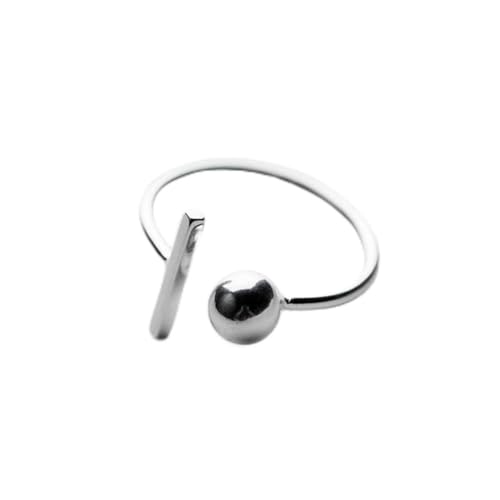 GeRRiT S925 Silberring Weiblichen Einfachen Wort Perle Offenen Ring Ring Mode Single Ring Kinder, S925 silver ring, Opening adjustable von GeRRiT