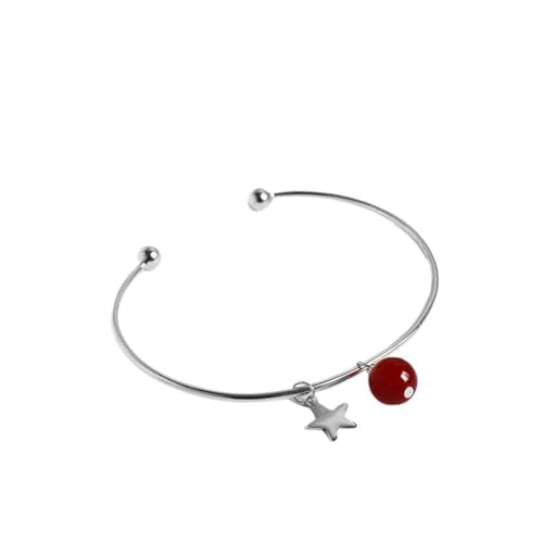 GeRRiT S925 Sterling Silber Stern Kristall Armband Elegante Dekoration Erdbeer Kristall Rosa Amethyst Armband Armband, Roter Achat von GeRRiT