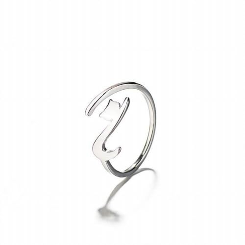 GeRRiT S925 Sterlingsilber Niedliche Freche Katze Ring Offen Weibliche Süße Kätzchen Zeigefinger Ring Handschmuck, Gold, Öffnung einstellbar von GeRRiT