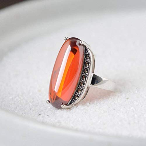 GeRRiT Stil Ringschmuck S925 Sterling Silber Ring Vintage Thai Silber Zeigefinger Ring Weiblich Eingelegt Synthetischen Zirkon Markasit Silber Ringring, Ring, 16.9 von GeRRiT