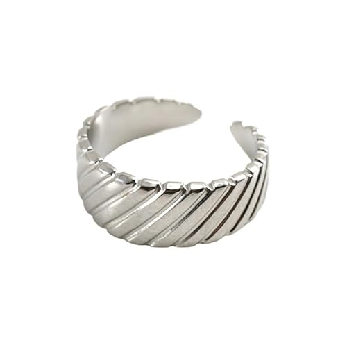 GeRRiT Verschiedene Moderinge aus Edelstahl for Damen, Titanstahl, 18 Karat Gold, Stahlfarbe, Retro-Stil, Ringe, Live-Ringe, Handaccessoires (Material : 760-steel) von GeRRiT