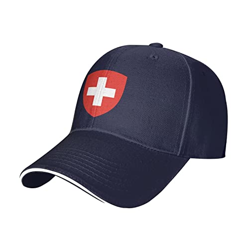 GeRRiT Wappen der Schweiz Entenzunge Klassische Baseballkappe – Herren Damen Sandwich Hut Schwarz, marineblau, One size von GeRRiT
