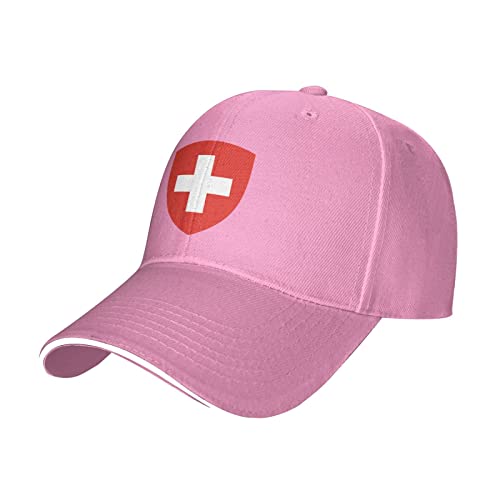 GeRRiT Wappen der Schweiz Entenzunge Klassische Baseballkappe – Herren Damen Sandwich Hut Schwarz, rose, One size von GeRRiT