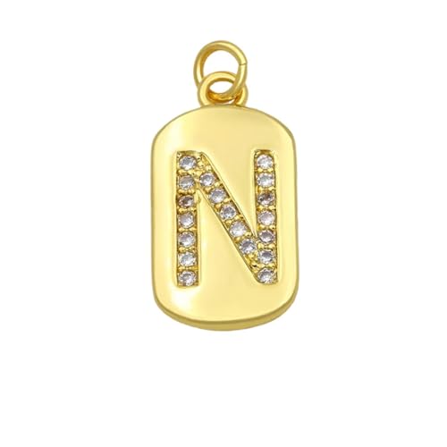 Gold Plated Chain A-Z 26 Initials Pendant Women's Necklace CZ DIY Jewelry (Material : N) von GeRRiT