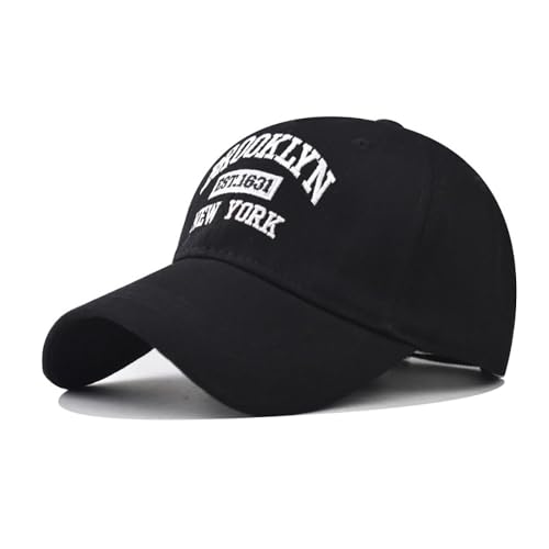 Klassische Baumwolle Herren Baseballkappe Brooklyn est.1631 Personalisierte Stickerei Modetrend Outdoor Cap Unisex Baseballmütze, Schwarz, L von GeRRiT