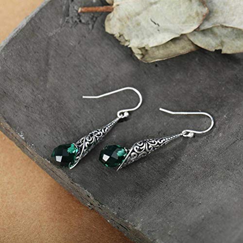 Ohrringe Eardrop Design S925 Sterling Silbergrüne Kristallohrringe Weibliche Retro Lange Handgemachte Tropfenförmige Citrin Blaue Sandsteinohrringe Blauer Sandstein, GeRRiT von GeRRiT