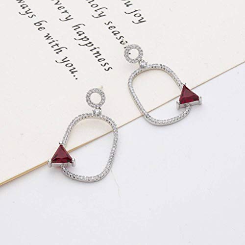 Ohrstecker Ohrstecker S925 Sterling Silber Koreanische Stil Ohrringe mit Geometrischen Zirkon Formen Mode Persönlichkeit Ohrringe Frauen Stud Rot, GeRRiT, Rot von GeRRiT