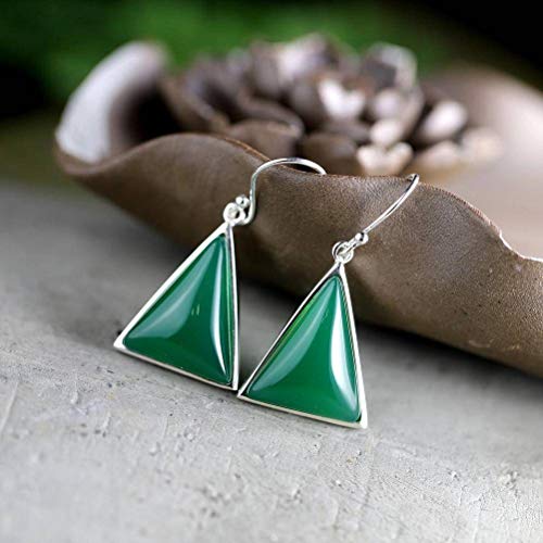 Ohrstecker für Frauen Mode Ohrringe S925 Sterling Silber Schmuck Handgemachte Dreieck Facettierte Frau Lila Sand Blau Sandstein Ohrringe Topas, GeRRiT, Grüner Chalcedon, 925 Silber von GeRRiT