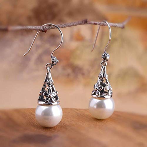 Ohrstecker für Frauen Mode Ohrringe S925 Sterling Silber Schmuck Hohl Handgemachte Weibliche Perle Ohrringe, GeRRiT von GeRRiT