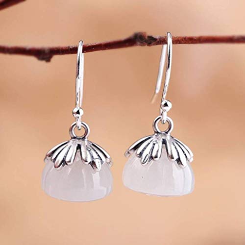 Ohrstecker für Frauen Mode Ohrringe S925 Sterling Silber Schmuck Matt Handwerk Nephrit Lotus Ohrringe Nephrit, GeRRiT, Nephrit, 925 Silber von GeRRiT