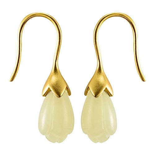 Ohrstecker für Frauen S925 Silber Ohrringe im Chinesischen Stil Temperament Ohrringe im Ethnischen Stil Nephrite Magnolia Flower Eardrop Ohrringorchidee, GeRRiT, Orchidee, 925 Silber von GeRRiT