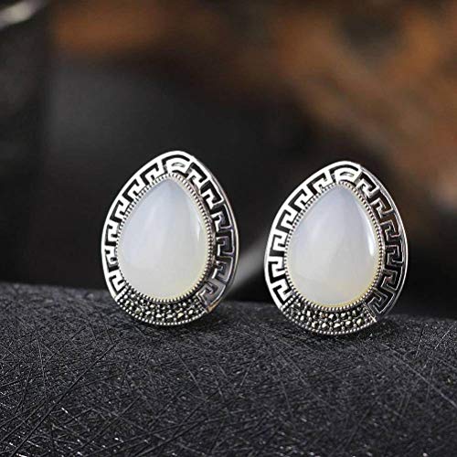 Ohrstecker für Frauen S925 Sterling Silber Handgemachte Ethnische Stil Weibliche Tropfenform Lila Sandstein Facettierte Ohrringe Lila Sandstein, GeRRiT, Weiß, 925 Silber von GeRRiT