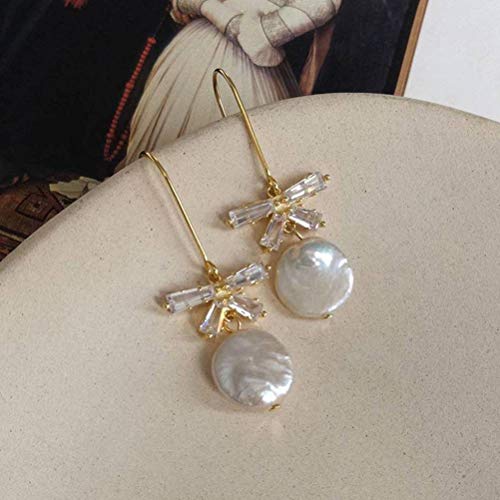 Ohrstecker für Frauen Schmuck S925 Sterling Silber Bow Knot Ohrringe Queen Style Natürliche Perle Ohrringe, GeRRiT, Perle, 925 Silber von GeRRiT